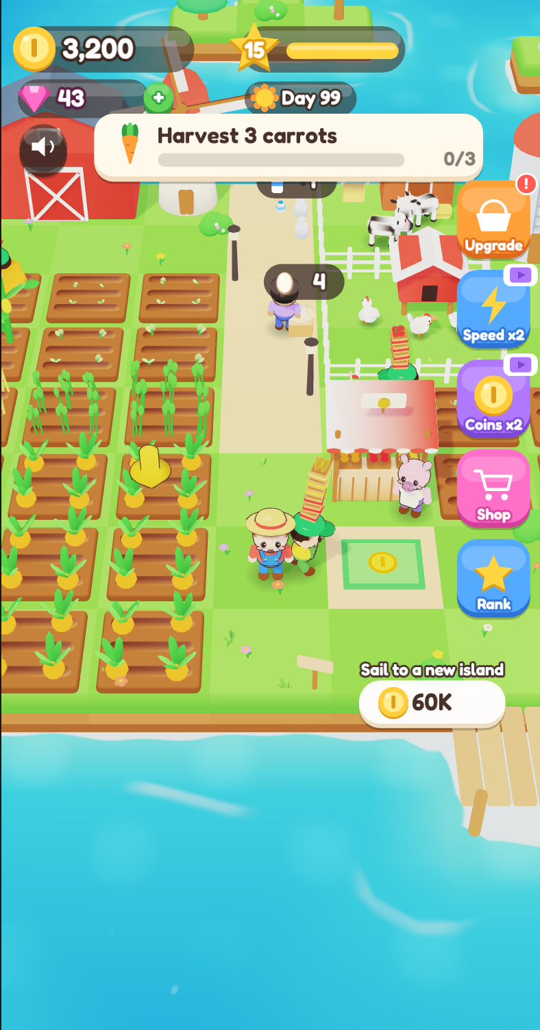 An advanced farm with animals and helpers