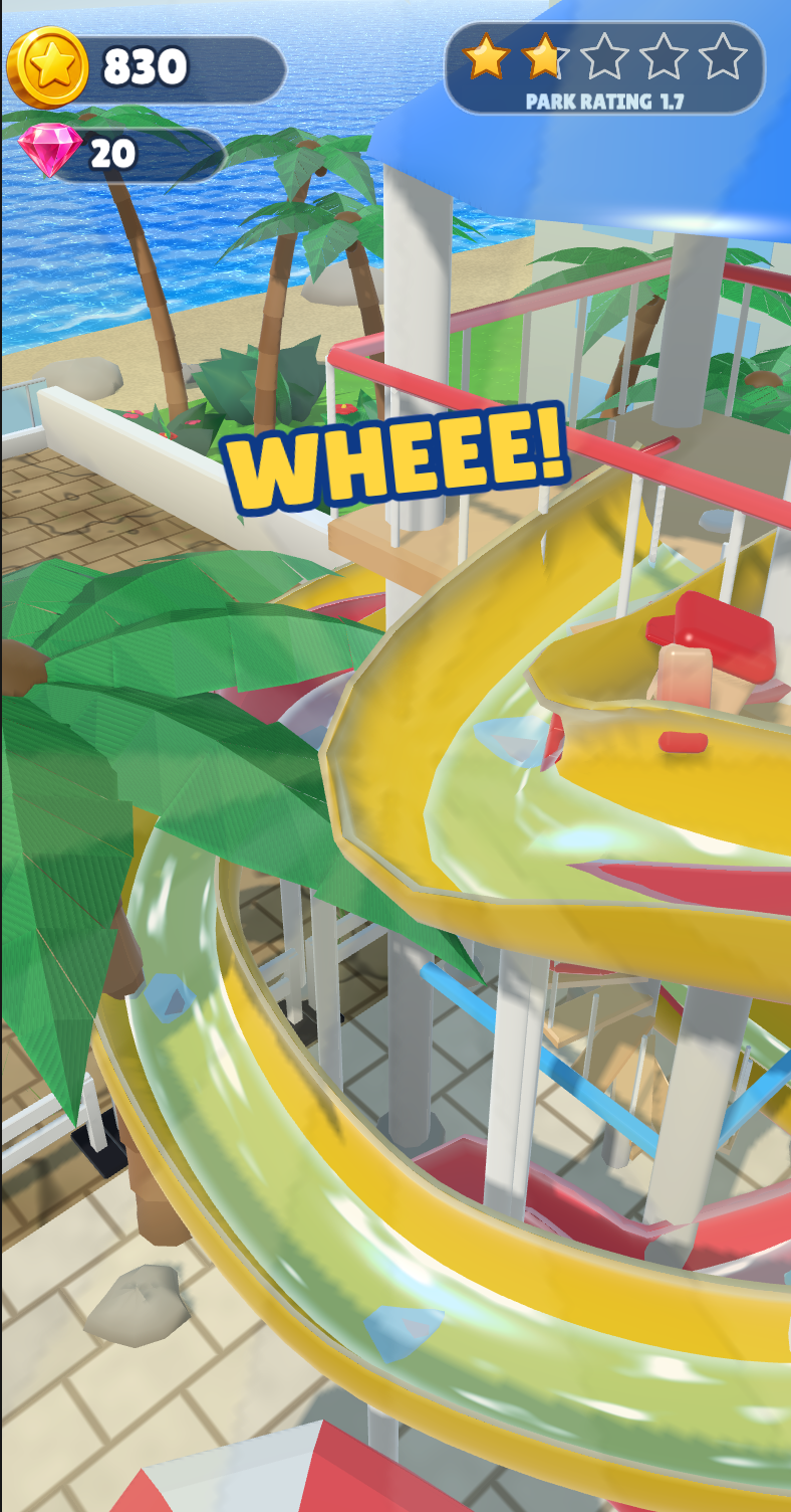 Actual gameplay: the caretaker riding a spiral slide