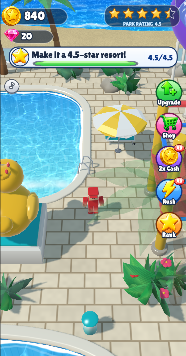 Actual gameplay: an expanded park with new attractions