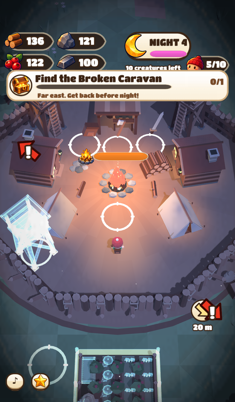 Actual gameplay: defending the colony at night